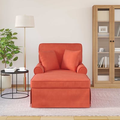 vidaXL - Chaise - Lounge - met - Rok - 3 - st - Rood - Oranje - Corduroy - stof