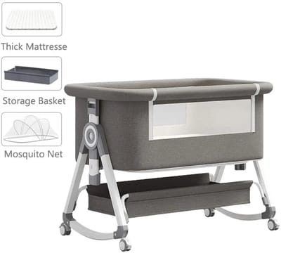 Studio Lyma Co sleeper - Co-sleeper - Baby bed - Baby bed - Ledikant - Wieg - Met schommelfunctie en opbergvak - In hoogte verstelbaar - Optie om het hoofdeinde iets te verhogen