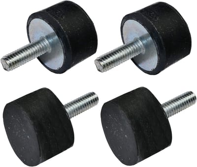 Dailygoods- Rubberen Voetjes - Trillingsdemping - Schroefdraad M6 - Ø25mm H: 15mm - Hardheid 70 ± 5 - Belasting 655N 66,8kg x4 - Trillingsdempers