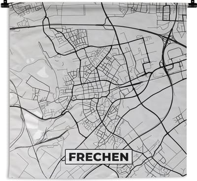 Wandkleed - Wanddoek - Kaart - Duitsland - Frechen - Plattegrond - Stadskaart - 180x180 cm - Wandtapijt