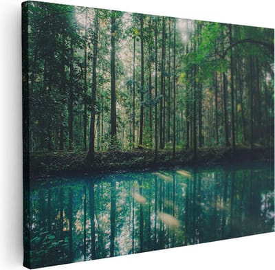 Artaza Canvas Schilderij Landschap - 40x30 cm - Klein - Muurdecoratie Bos - Wanddecoratie Natuur - Kamer Accessoires Woonkamer