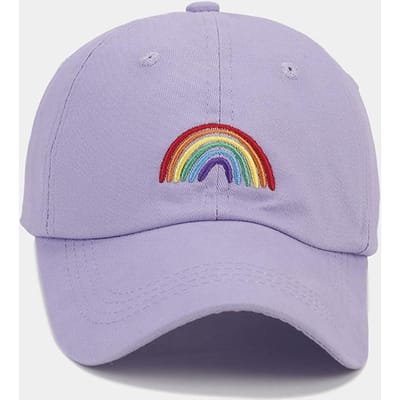 Verstelbare baseballpet met regenboogborduurwerk, geschikt voor buitenreizen en zonbescherming, geschikt voor zowel mannen als vrouwen (Lavender,Adjustable)
