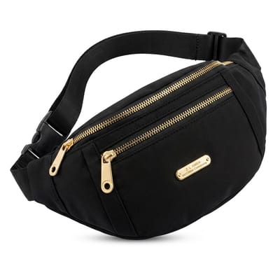 Zwart heuptas dames en heren minimalistische heuptas verstelbare band met gesp meerdere rits vakken compact crossbody heuptasje met voorvak en goudkleurige ritsen voor dagelijks gebruik reizen en casual outfits