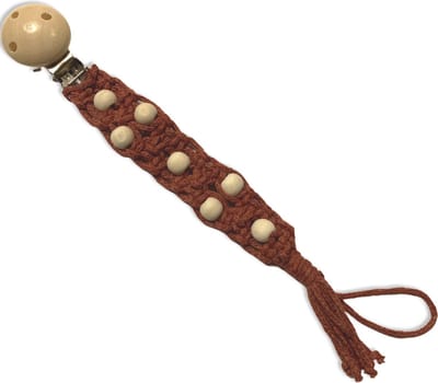 Speenkoord 'Happy' - Rood met Kralen - Katoenkoord - Handgemaakt in ons Macramé Atelier - Prijs per Stuk - Inclusief Verzendkosten