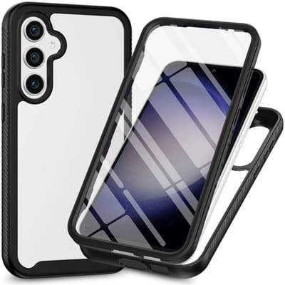 Hoesje met Ingebouwde Screenprotector Geschikt voor Samsung Galaxy S24 Plus | Full Protect valbescherming | Schokbestendige Beschermhoes tegen Vallen | Shockproof | Doorzichtig / Zwart