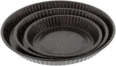 Set taartvormen - Bakvormen rond - Taarten bakken - Antiaanbaklaag - 3 diameters - Zwart