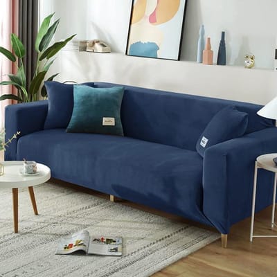 Winter Velvet Bankhoezen Voor Woonkamer Elastische Meubels Bankhoes Chaise Longue Hoek L-vormige Bankhoes 1 /2 /3 /4-zits 1seater 90-140cm marineblauwe kleur