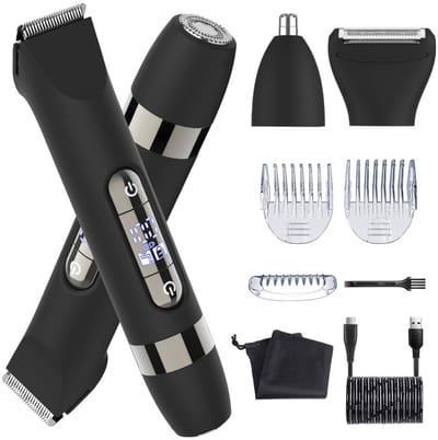 HATTEKER Multifunctionele Trimmer Set - Baardtrimmer - Scheerapparaat - Neushaartrimmer - Gezichtstrimmer - Tweezijdig Ontwerp - 4-in-1