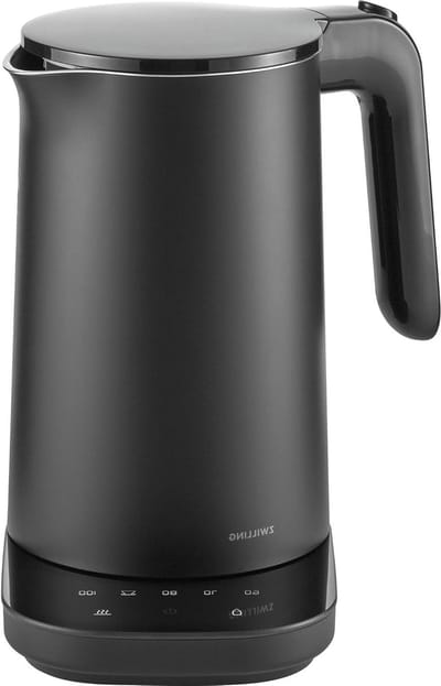 ZWILLING Enfinigy Cool Touch 1-Liter Waterkoker Pro, Draadloze Theeketel & Warm Water, Zwart