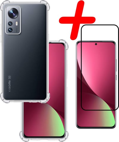Hoesje Met Screenprotector - Geschikt voor Xiaomi 12 - Sterk & Shockproof - Siliconen Case - Back Cover - Telefoon Hoes - Shock Proof - Transparant