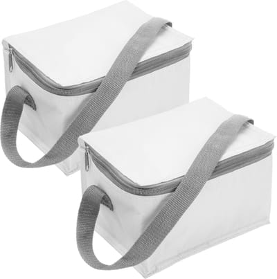 2x kleine koeltas voor 6 blikjes - wit - met rits en draagband - lunch-drankjes-medicijnen - 20 x 13 x 13 cm