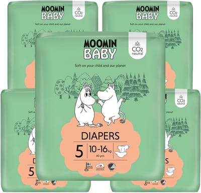 Moomin Baby Eco Wegwerpluiers - 200 stuks - Maat 5 - 10 t/m 16 kg - Hypoallergeen – Gevoelige Huid – Parfumvrij - MaandBox