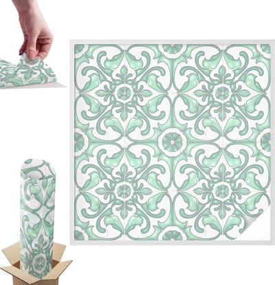Tulup Raamfolie Anti inkijk - Groene symmetrie Anti inkijk Raamfolie - 100x100 cm - Groente Raamfolie Tegen inkijk - Zelfklevende Anti inkijk Folie Glas in Lood - Voor de badkamer, keuken en hal. - Zonwerende Raamfolie Glas in Lood