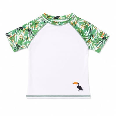 Ducksday - UV-Zwemshirt voor baby - UV-werend UPF50+ - Rashguard met Korte mouwen - unisex - Toucan - maat 1 jaar
