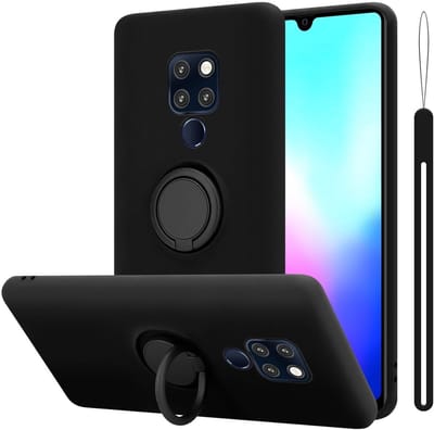 Cadorabo Hoesje geschikt voor Huawei MATE 20 in LIQUID ZWART - Beschermhoes van flexibel TPU silicone Case Cover met ring