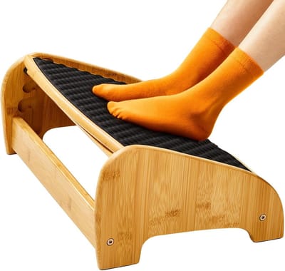 Ergonomische Bamboe Voetsteun Onder Bureau - Verstelbare Hoogte en Hoek