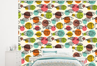 Behang - Fotobehang Stippen - Vis - Regenboog - Breedte 300 cm x hoogte 240 cm