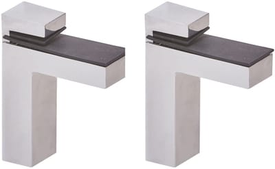 Dailygoods- Plankdrager L-vorm - Verchroomd Metaal - 2 Stuks - Max. Belasting 30 kg - Geschikt voor Glazen/Houten Vloeren - Inclusief Schroeven/Pluggen - Plankhouder