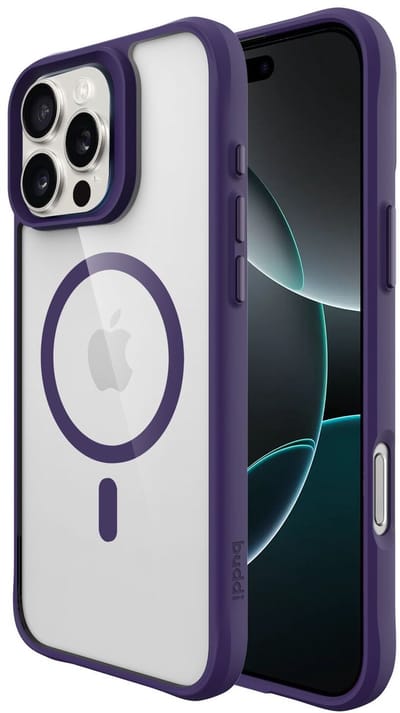 Buddi Hybrid - Hoesje Geschikt voor Apple iPhone 16 Pro - Compatibel met MagSafe - Back Cover met Magneet - Magnetische Beschermhoes - Transparant Paars
