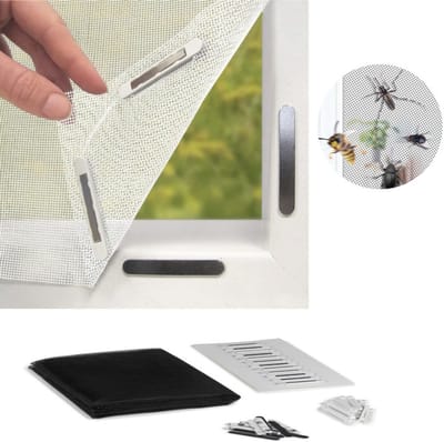 Raamhor met klittenband – Op maat te snijden – Aanpasbaar horgaas – Insectenhor – Horgaas tegen muggen – Magnetische raamhor – Eenvoudige magnetische montage – Boren of schroeven niet nodig – 150 x 130 cm