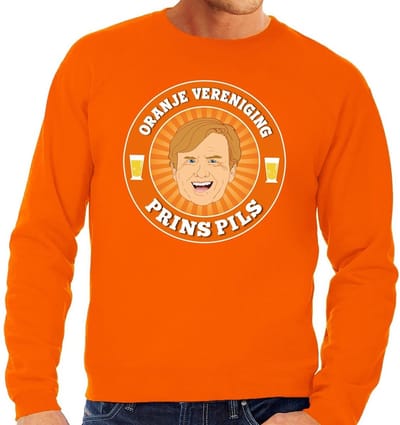 Oranje vereniging Prins Pils sweater oranje heren - Koningsdag kleding S