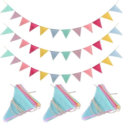 Dailygoods - 36 Stuks Opvouwbare Jute Vlaggen Banner - Waterdichte Driehoekige Decoraties