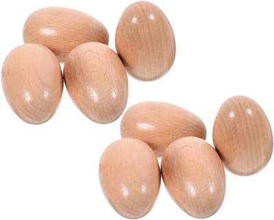 Muzikale Eieren - Houten Maracas - Muziekonderwijs Kinderen - Natuurlijk Materiaal - 8 Stuks - Lichtgeel