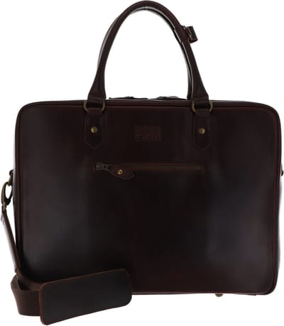 BUCKLE & SEAM Leren Business tas Laptoptas met laptopvak Albert Dot Laptopbag Brown Donkerbruin