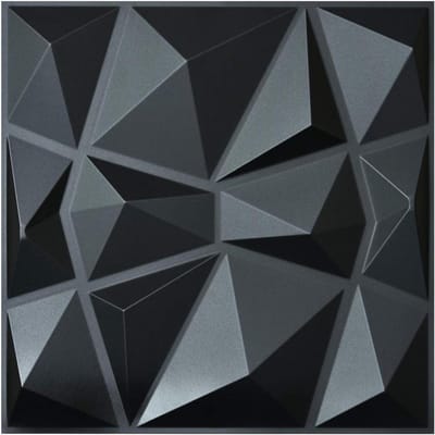 Inovra Plus - Getextureerde 3D-panelen voor wandontwerp - Zwarte diamant - Set van 12 stuks - Afmeting 1975 x 1975 inch