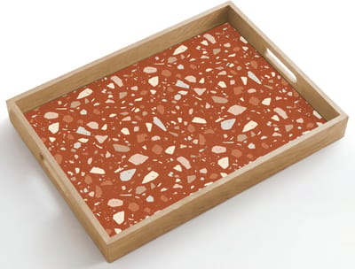 Dienblad hout 50x35 cm - Schootdienblad - Terrazzo - Patroon - Klei - Borrelplank rechthoek - Plateau dienbladen