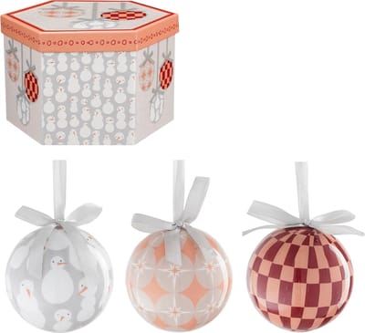 House of Seasons Kerstballen Cadeauset - 14 Stuks - Ø8 cm - Onbreekbaar - Perzik, Grijs