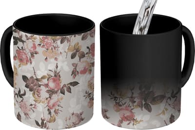 Magische Mok - Foto op Warmte Mokken - Koffiemok - Patroon - Bloem - Roze - Magic Mok - Beker - 350 ML - Theemok