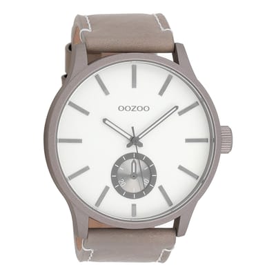 OOZOO Timepieces - Taupe horloge met taupe leren band - C9035