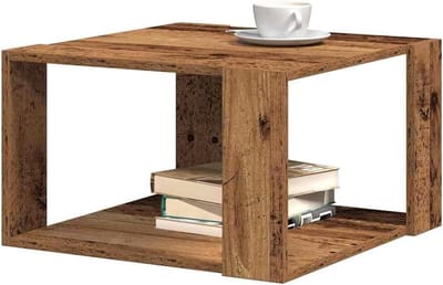 Salontafel Vierkant - Bijzettafel Hout - Woonkamer Inrichten - Strakke Lijnen - 515 x 515 cm - Oud Hout