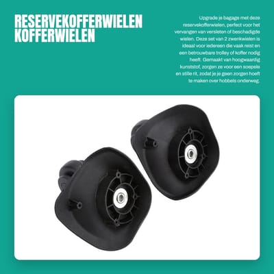 Dailygoods- Reservekofferwielen 2 Stuks - Zwenkwielen - Vervanging - Bagage - Kunststof - Harde schaal - 10,8 x 10,3 cm - Bagagewielen