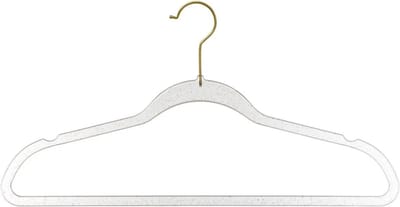5Five kunststof kledinghangers met glitters - Set van 8x stuks - goud - 45 x 24 cm - Kledingkast hangers/kleerhangers