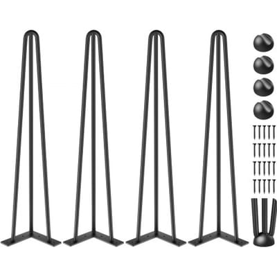 VEVOR Haarspeld Tafelpoten Hoogte 50,8 cm Meubilair Metalen Tafelpoten 3 Staven Bureaupoten Staal, Meubelpoten Hairpin Set van 4 voor Bijzettafels, Banktafels, Houten Banken, Hoge Stoelen, Bartafels