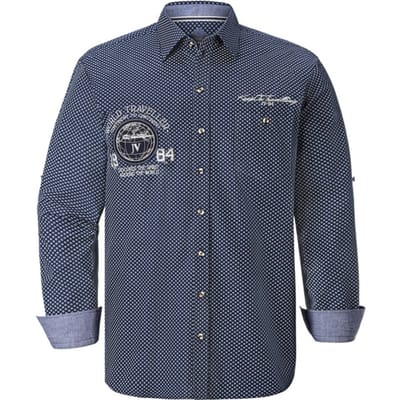 Jan Vanderstorm herren Overhemd - 41/42 - donkerblauw - Plus Size