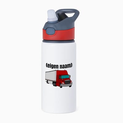 Hacebo® - rode vrachtwagen met eigen naam waterfles met rietje rood - Vrachtwagen chauffeur - vrachtauto chauffeurs - iemand die houdt van vrachtwagens - verjaardag - cadeau - kado - geschenk - water fles - 650ML