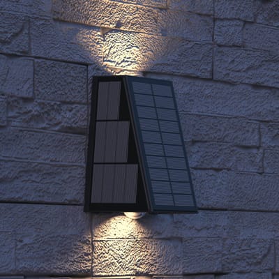 Calex Matera Solar Wandlamp - Up & Down Tuinverlichting - Zonne-energie - Warm Wit Licht - Zwart