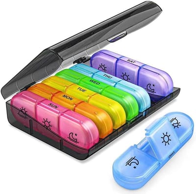Pillendoos voor 7 Dagen met 3 Compartimenten voor Ochtend, Middag en Avond - Handige Maanddoos voor Vitaminen, Visolie en Medicijnen met 21 Compartimenten