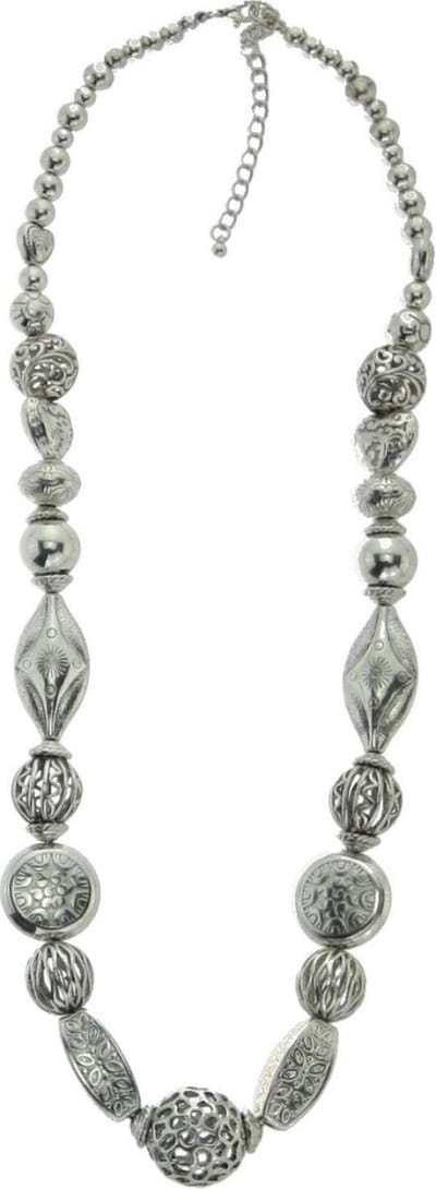 Behave - Zilverkleur ketting met grote kralen - Statement accessoire