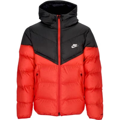 Storm Fit Windrunner Primaloft jack met capuchon Donsjack voor heren, zwart/universiteitsrood/zeil
