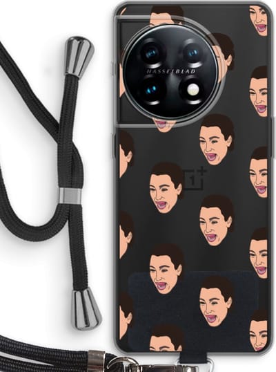 Case Company® - Hoesje met koord geschikt voor OnePlus 11 hoesje met Koord - Ugly Cry Call - Telefoonhoesje met Zwart Koord - Bescherming aan alle Kanten en Over de Schermrand
