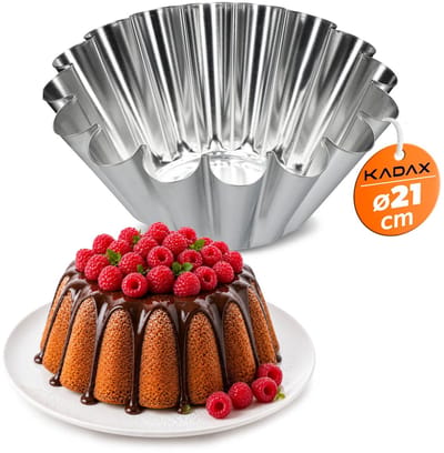KADAX Gugelhupfvorm, cakevorm van verzinkt plaatstaal, hoge golvende bakvorm, roercakevorm voor pannenkoeken en chocoladecake, kransvorm (21 cm, zilver)