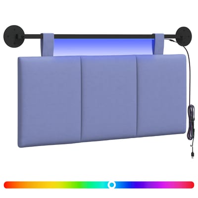 vidaXL - Hangend - hoofdbord - Met - LED-verlichting - Jeans - Blauw - Stof