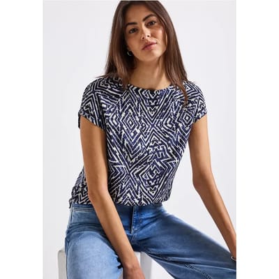 Shirt van gemengd materiaal met patroon