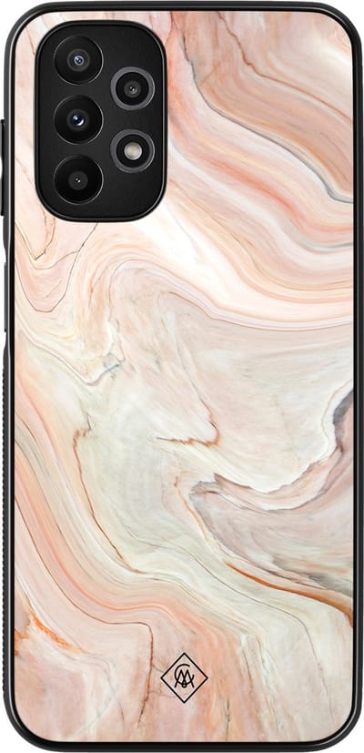 Casimoda® hoesje - Geschikt voor Samsung Galaxy A13 4G - Marmer Waves - Zwart TPU Backcover - Water - Bruin/beige
