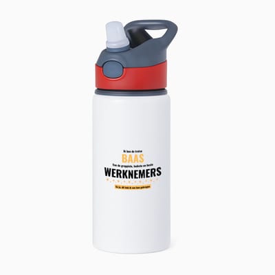 Hacebo® - ik ben de trotste baas van de grappigste, leukste en beste werknemers, en ja dit heb ik van hun gekregen waterfles met rietje rood - de trotste baas - collega's - werknemers - verjaardagscadeau - verjaardag - water fles - 650ML