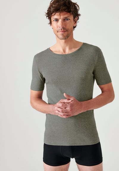 Damart - Set van 2 T-shirts met ronde hals en korte mouwen, Essential zuiver gekamd katoen - Heren - Grijs - (86-93) S